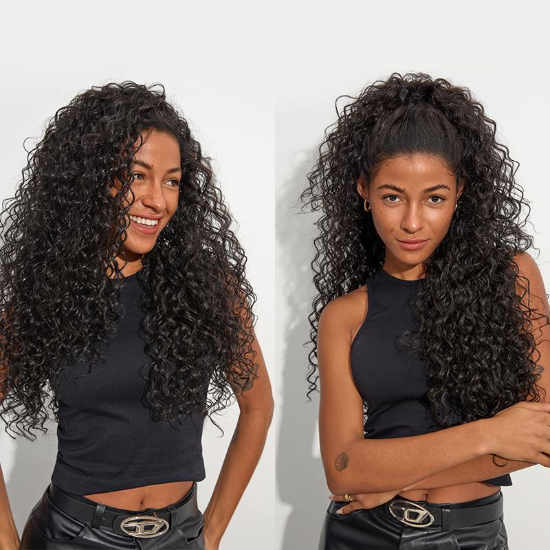 AQA 26" Ready-to-Wear Curly Half Wig – Natural Shaggy Waves