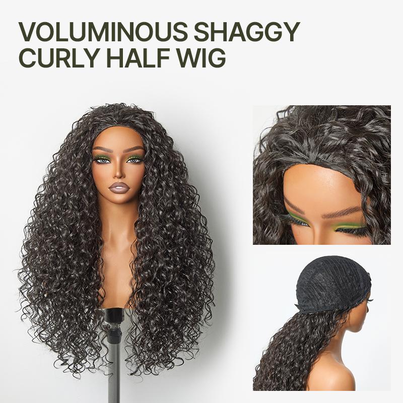 AQA 26" Ready-to-Wear Curly Half Wig – Natural Shaggy Waves
