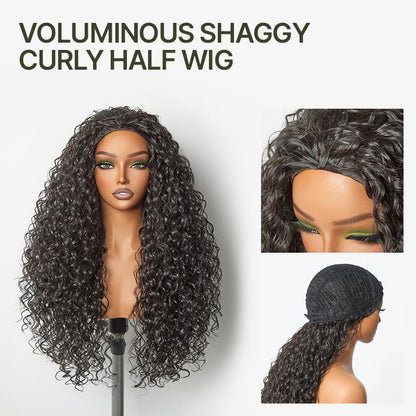 AQA 26" Ready-to-Wear Curly Half Wig – Natural Shaggy Waves